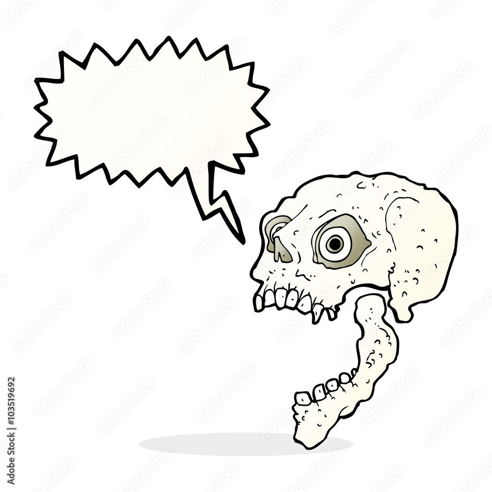cartoon scary skull with speech bubble cartoon scary skull with speech bubble