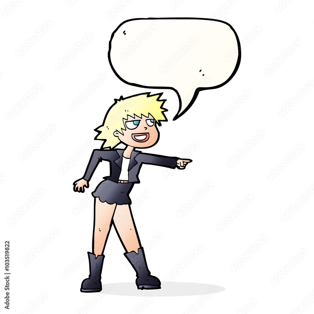Fototapeta premium cartoon woman pointing with speech bubble