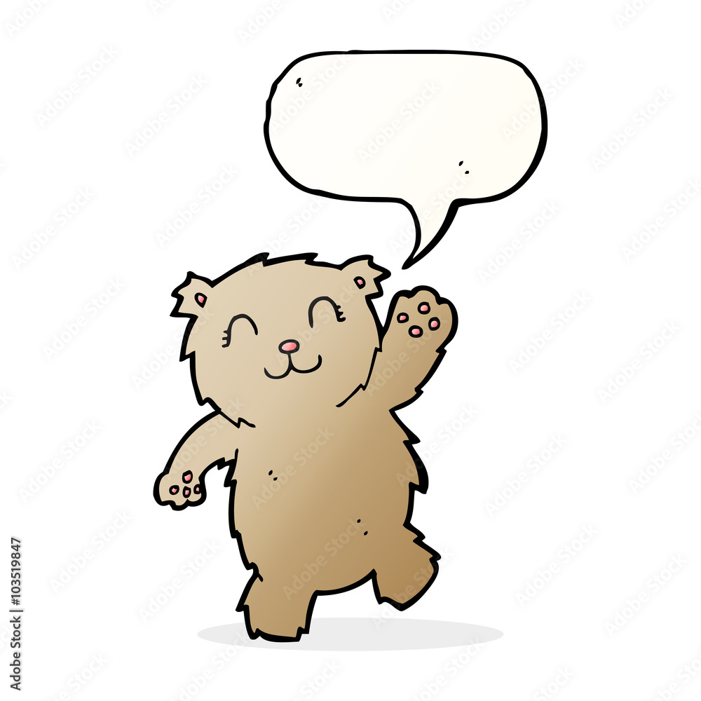cartoon waving teddy bear with speech bubble cartoon waving teddy bear with speech bubble