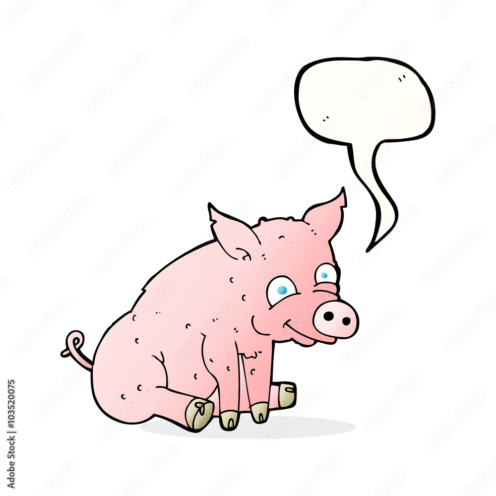 cartoon happy pig with speech bubble cartoon happy pig with speech bubble