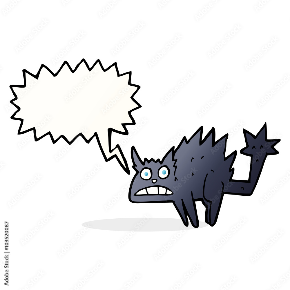 cartoon frightened black cat with speech bubble cartoon frightened black cat with speech bubble
