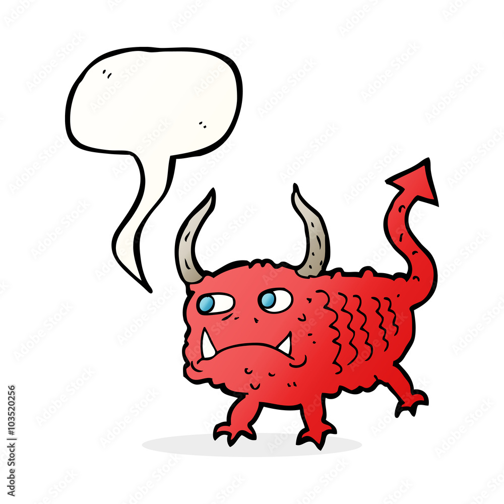 cartoon little demon with speech bubble cartoon little demon with speech bubble