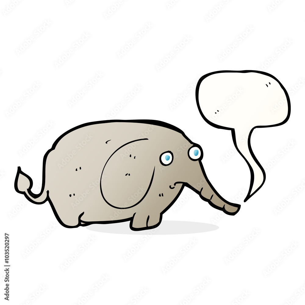 cartoon sad little elephant with speech bubble cartoon sad little elephant with speech bubble