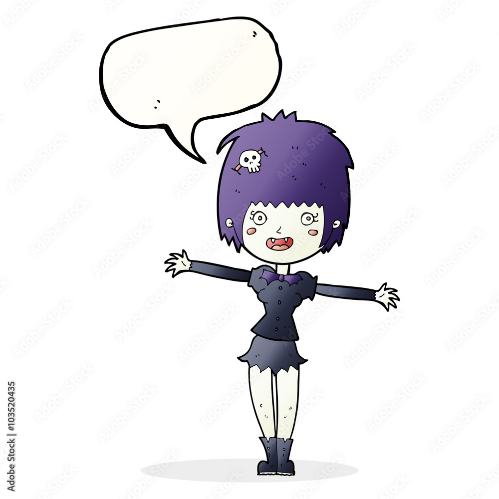 cartoon happy vampire girl with speech bubble cartoon happy vampire girl with speech bubble