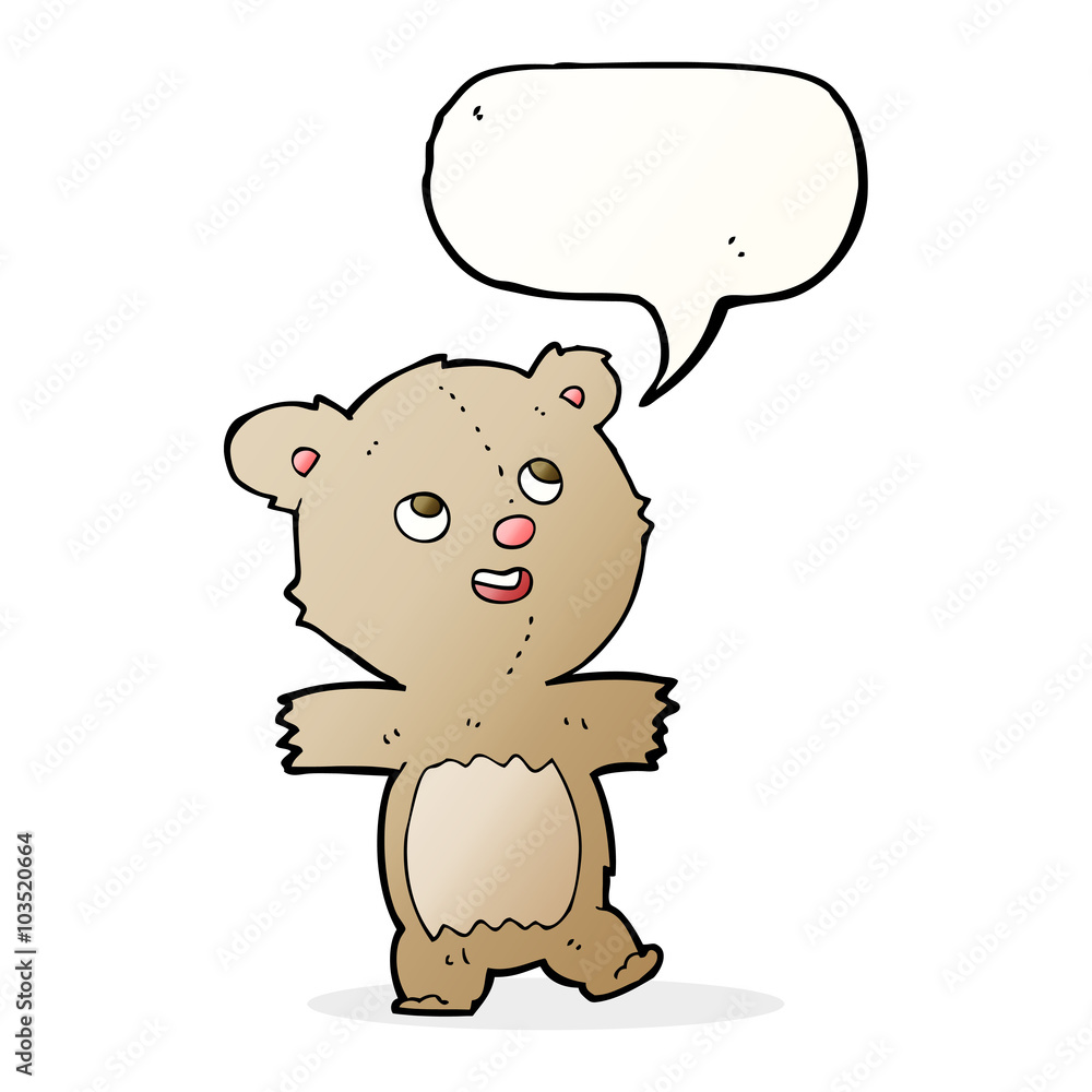 Fototapeta premium cartoon teddy bear with speech bubble
