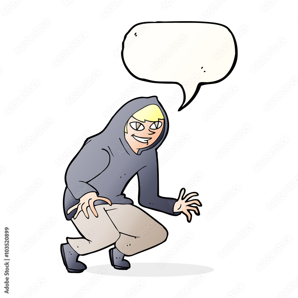 cartoon mischievous boy in hooded top with speech bubble cartoon mischievous boy in hooded top with speech bubble