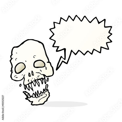 cartoon scary skull with speech bubble © lineartestpilot