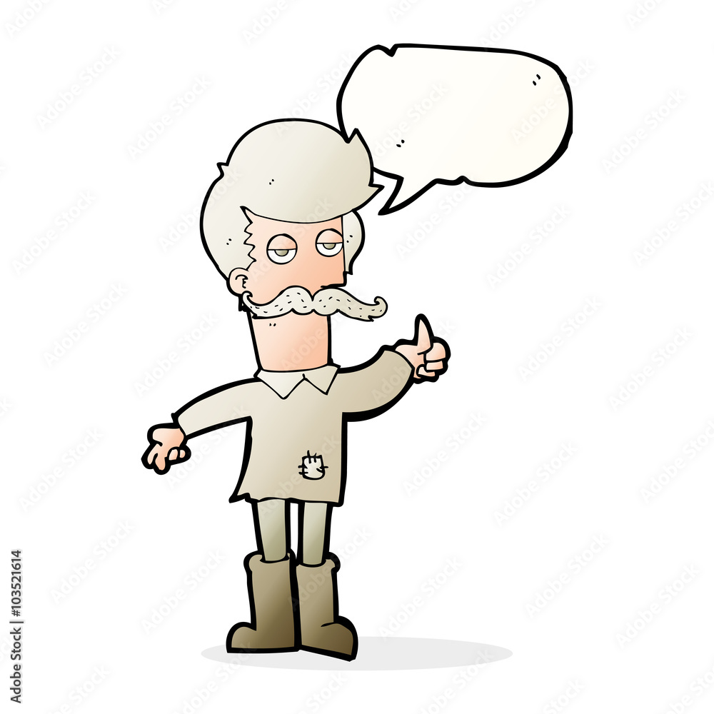 cartoon old man in poor clothes with speech bubble cartoon old man in poor clothes with speech bubble