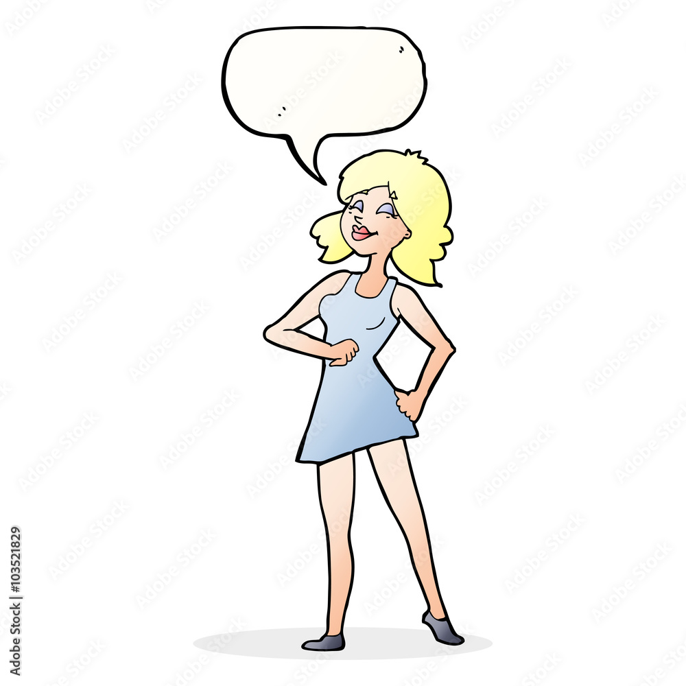 cartoon proud woman with speech bubble cartoon proud woman with speech bubble