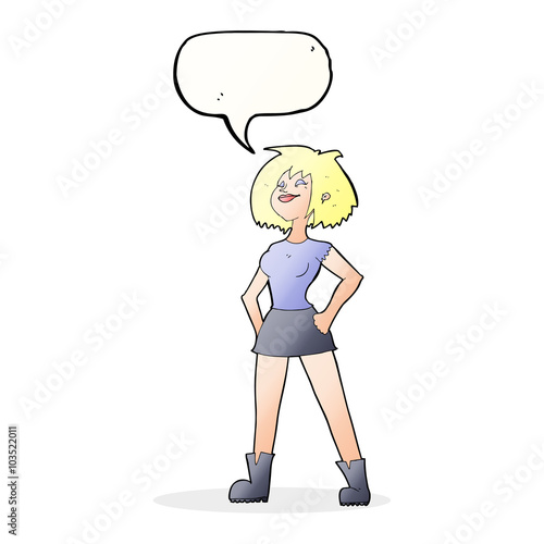 cartoon capable woman with speech bubble