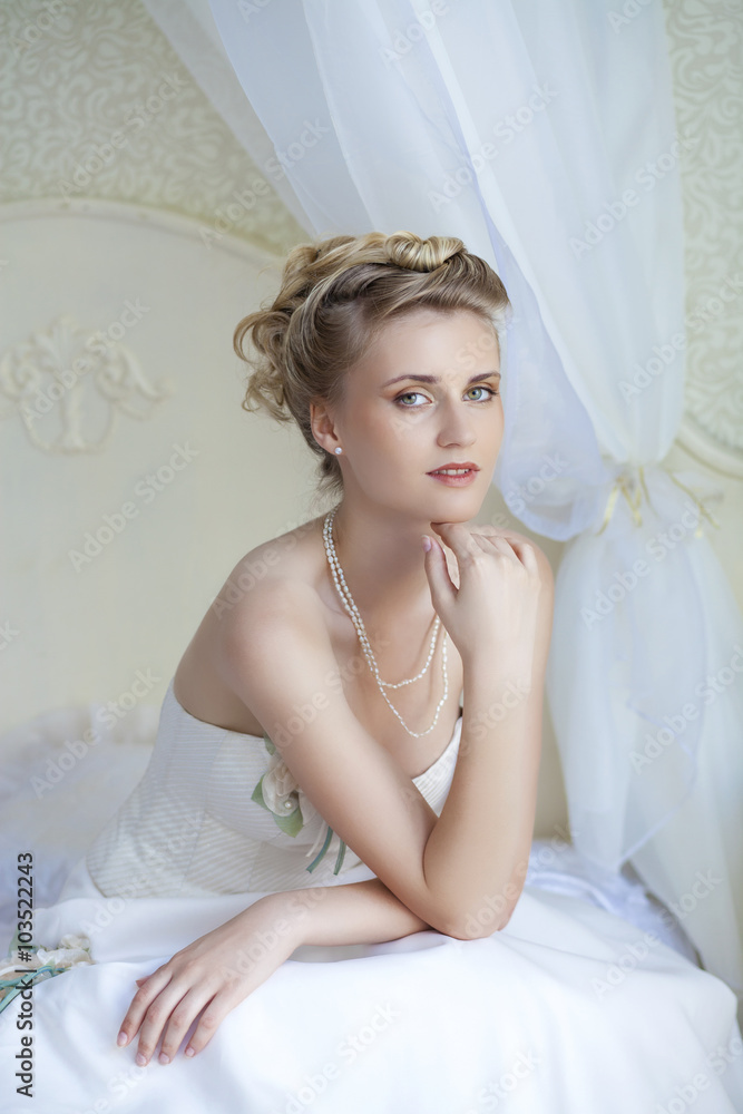 Beautiful bride in white wedding dress Beautiful bride in white wedding dress
