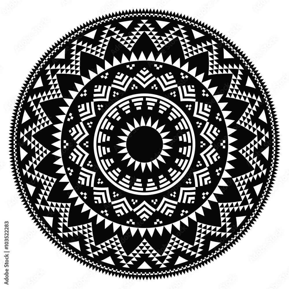Tribal folk Aztec geometric pattern in circle Tribal folk Aztec geometric pattern in circle