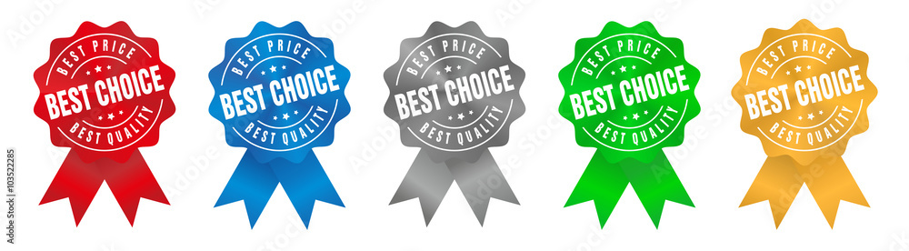 Obraz premium Vector Best Price Best Choice Best Quality Badge Ribbon