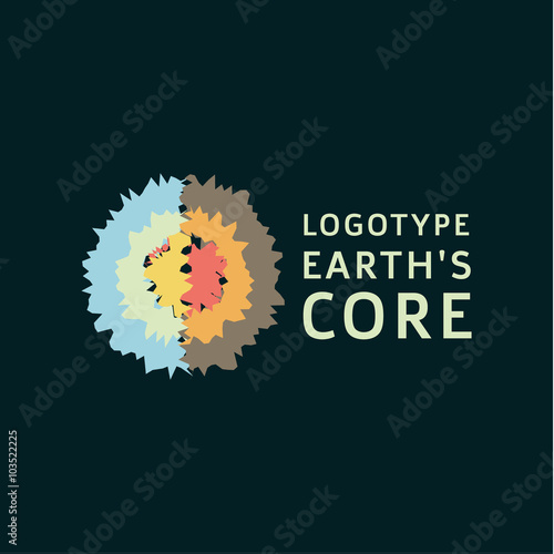 Earths crust the core section abstract geodesic flat icon logo sign of good quality