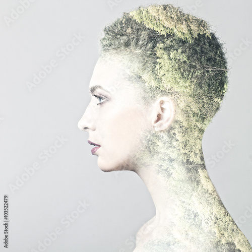 Mother Nature. Abstract female portrait with muliple exposure photo