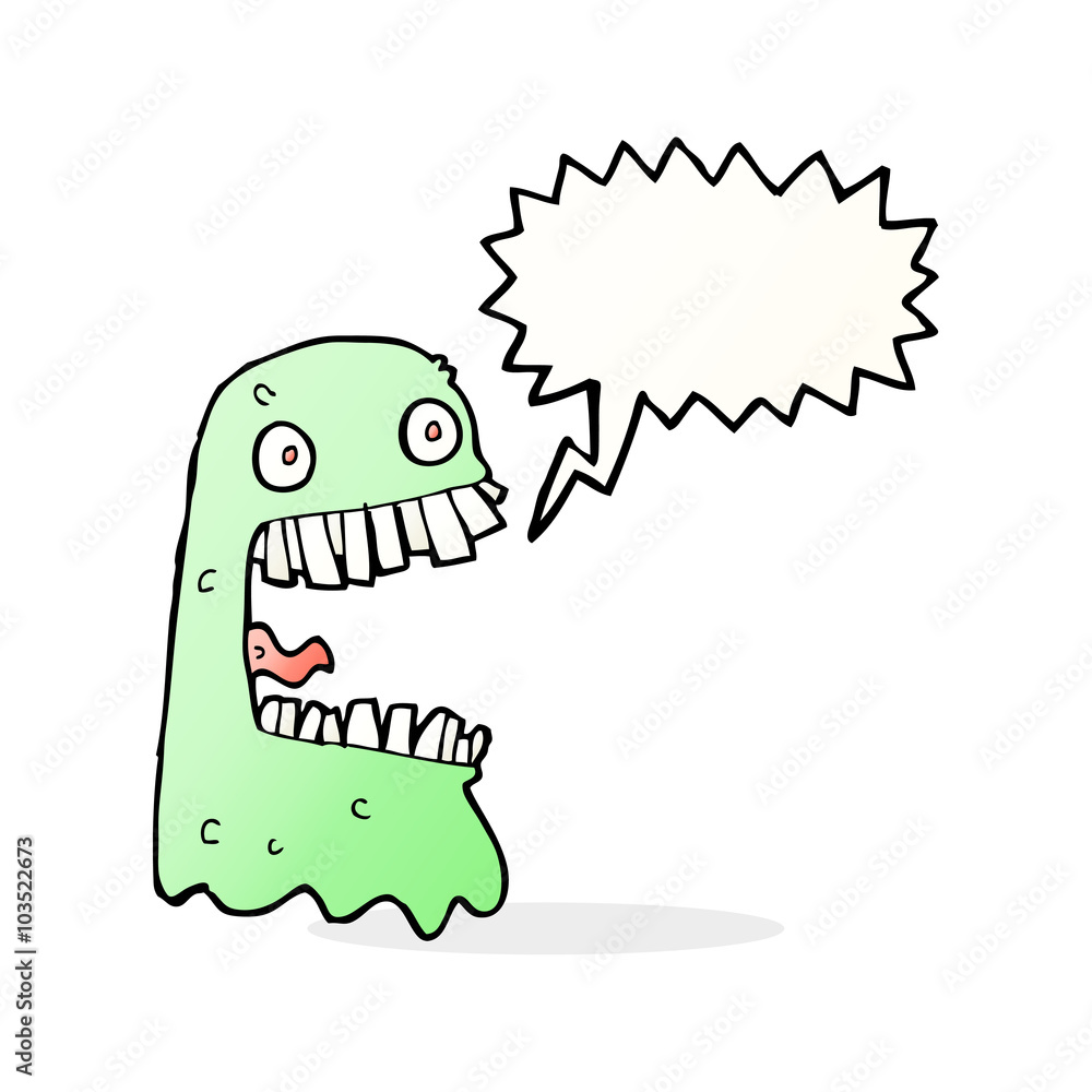 Obraz premium cartoon gross ghost with speech bubble