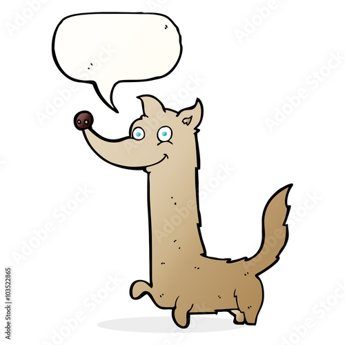 cartoon happy dog with speech bubble