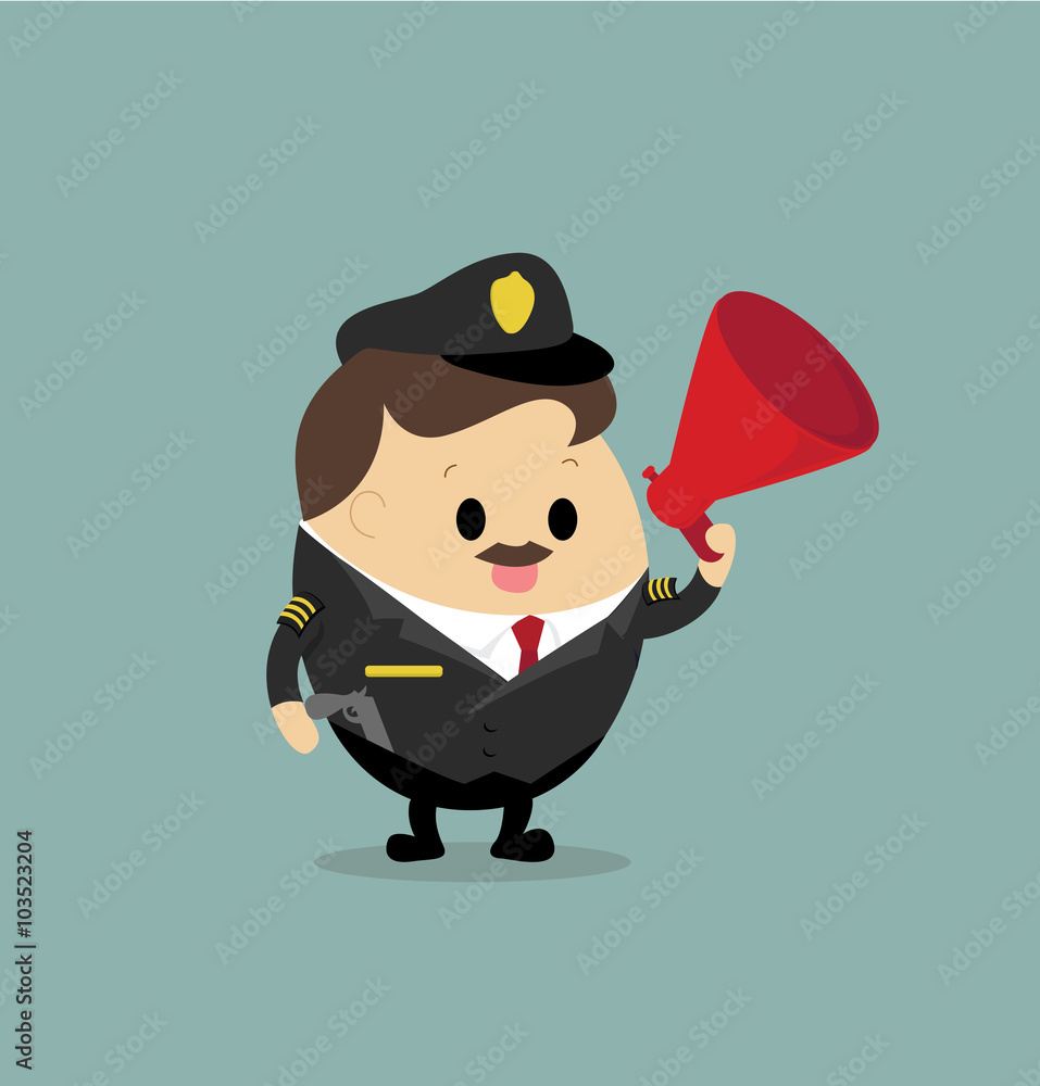 Vector of Police Officer with megaphone Vector of Police Officer with megaphone