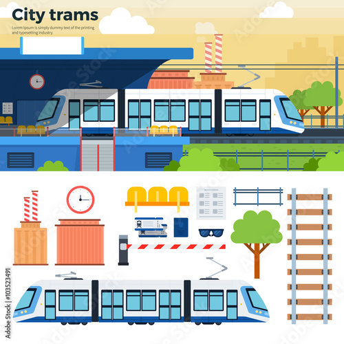 Tram on the street in city