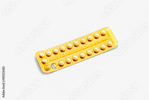 Birth control pills. Isolated on white