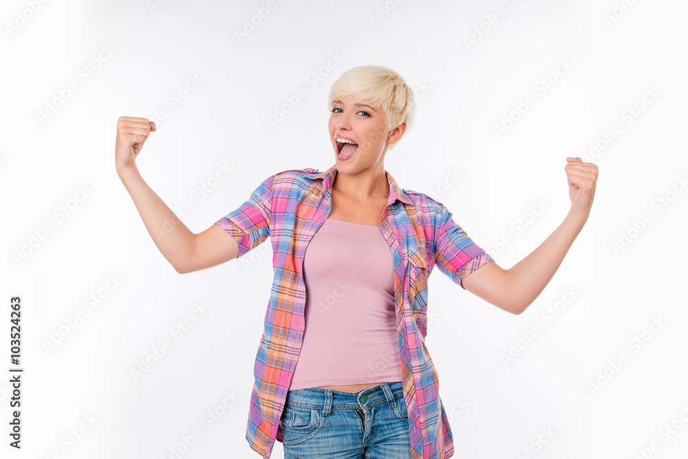 cheerful and strong girl happy with her life cheerful and strong girl happy with her life
