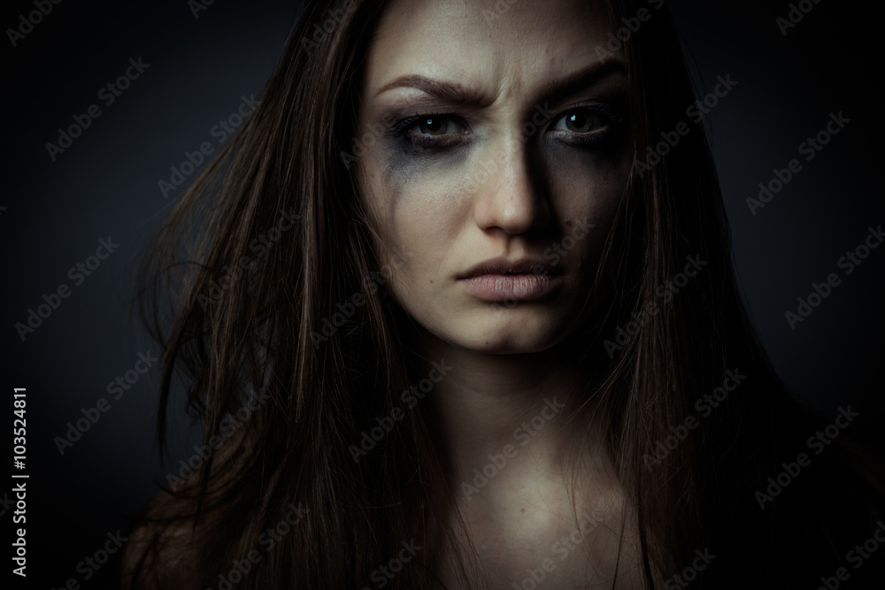 Close up photo of sorrow sad girl Close up photo of sorrow sad girl