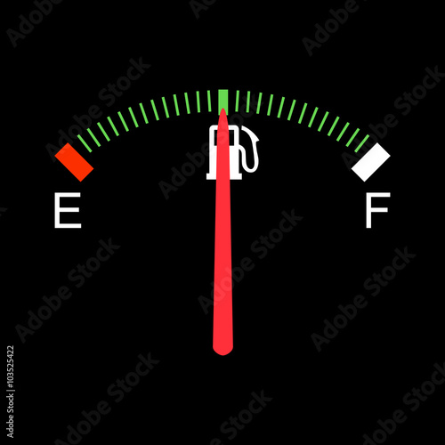 Fuel gauge shows half full