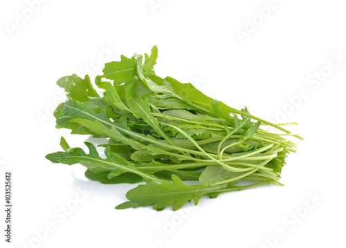  rocket lettuce leaves or sweet rucola salad isolated on white b