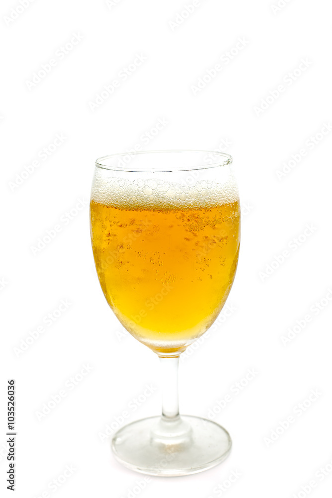 fresh bier in tulip on white background fresh bier in tulip on white background