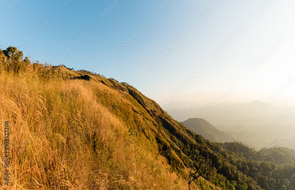 Golden mountain ridge, Beautiful mountain ridge for hiking at Doi Tu Lay (Mon Tu Lay) , Tak province Thailand