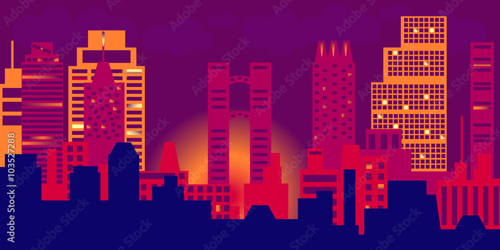 Night view of modern cityscape vector/ Night view of modern cityscape vector background for print or web use or wallpapers