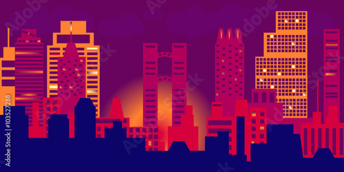 Night view of modern cityscape vector  Night view of modern cityscape vector background for print or web use or wallpapers