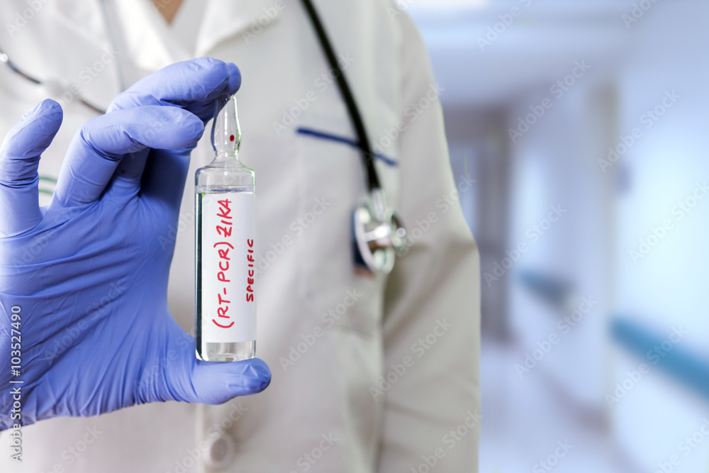 Tests For Research Of Zica virus (ZIKV), Doctor holding a vial o Tests For Research Of Zica virus (ZIKV), Doctor holding a vial o