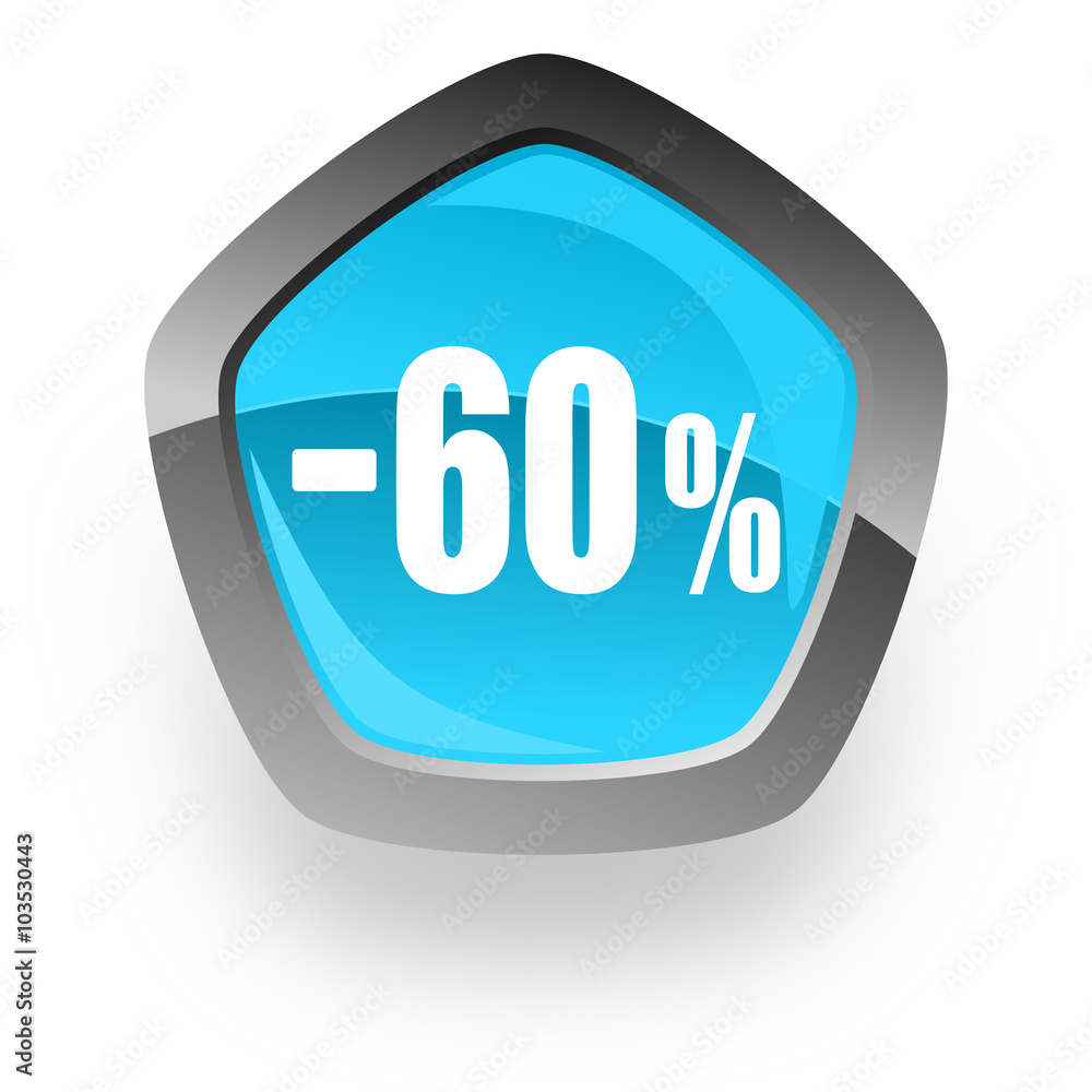 60 percent sale retail blue metallic chrome web pentagon glossy icon 60 percent sale retail blue metallic chrome web pentagon glossy icon