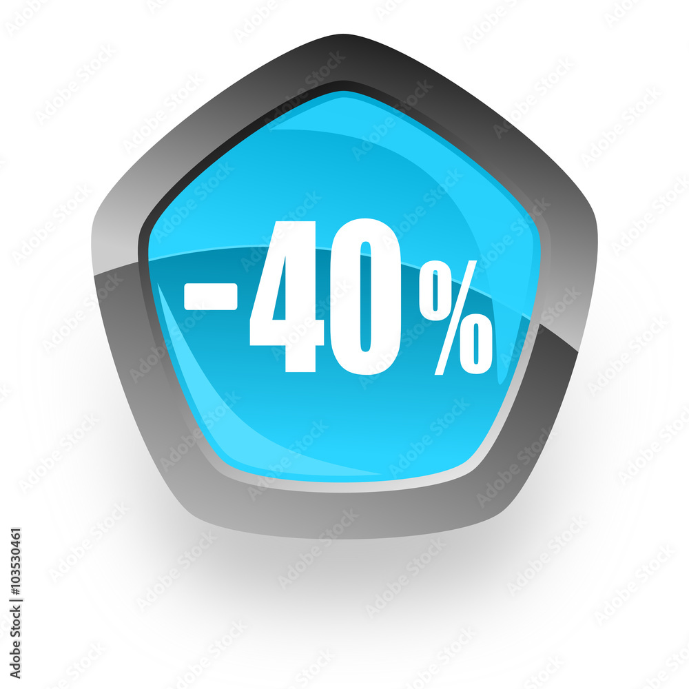 40 percent sale retail blue metallic chrome web pentagon glossy icon 40 percent sale retail blue metallic chrome web pentagon glossy icon