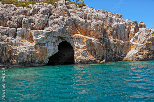 Sea cave at the coast of Turkey