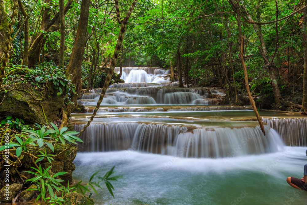 waterfall huay mae khamin in Kanchanaburi province,Thailand waterfall huay mae khamin in Kanchanaburi province,Thailand
