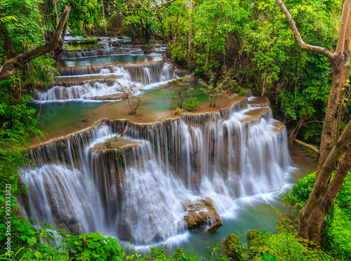 waterfall huay mae khamin in Kanchanaburi province,Thailand photo