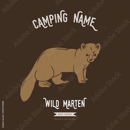 Forest marten vector illustration. European animals silhouettes