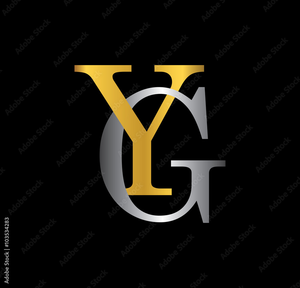 YG initial letter with gold and silver YG initial letter with gold and silver