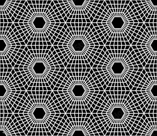 Vector modern seamless  sacred geometry pattern hexagon, black and white abstract geometric background, pillow print, monochrome retro texture, hipster fashion design