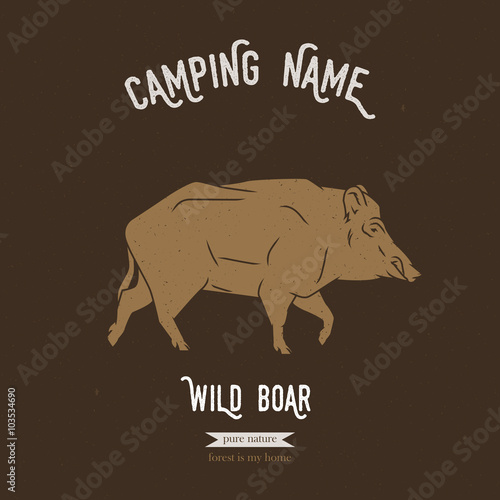 Wild boar vector illustration. European animals silhouettes 