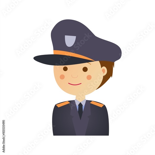 Hombre policía sobre fondo blanco. Ilustración vectorial