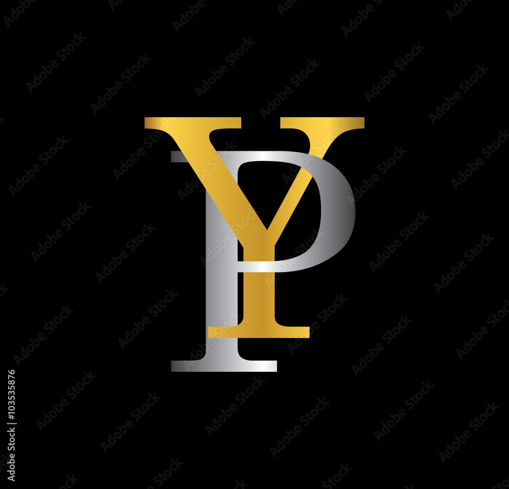 YP initial letter with gold and silver YP initial letter with gold and silver