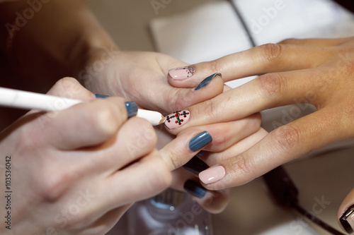 manicure process, gel nail, close-up, 