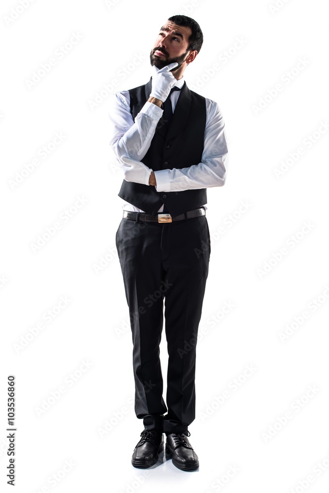 Obraz premium Luxury waiter thinking