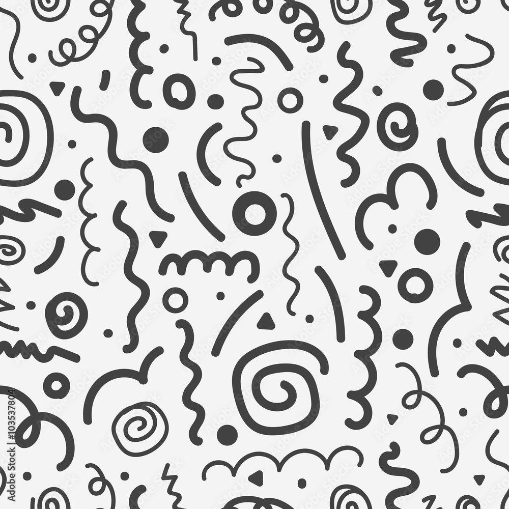 Different hand-drawn doodle elements pattern. Abstract seamless Different hand-drawn doodle elements pattern. Abstract seamless