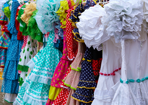 gypsy dresses in an andalusian Spain market © lunamarina