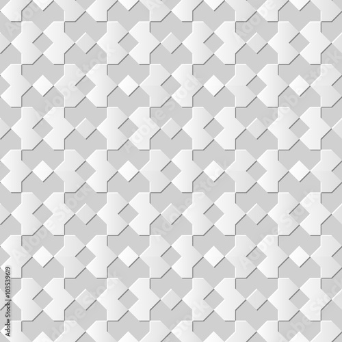 Fototapeta Naklejka Na Ścianę i Meble -  Vector damask seamless 3D paper art pattern background 039 Check Geometry
