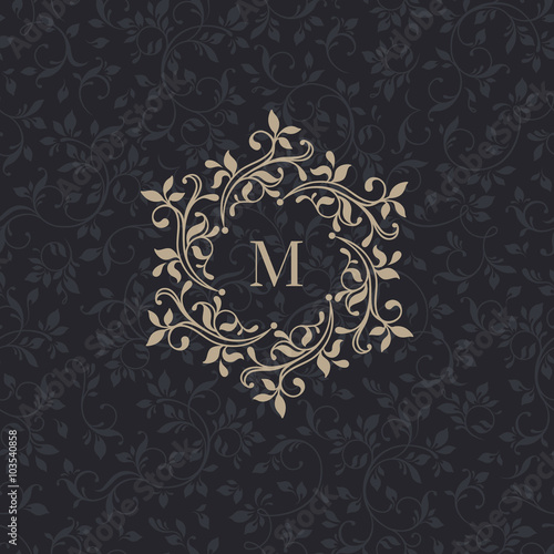 Floral monogram. Classic ornament.